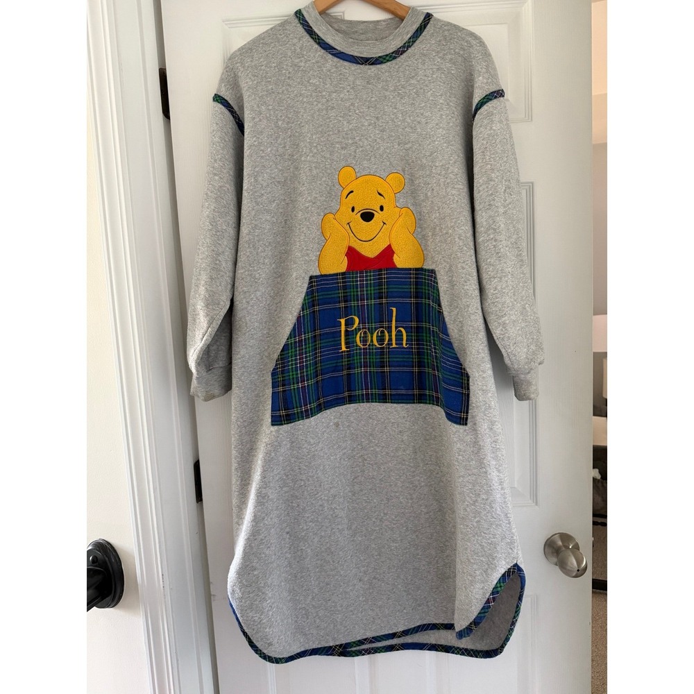 VTG 90s Winnie the Pooh Long Sleeve Fleece Night Gown Retro Disney